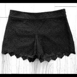 ELEVENSES FOR ANTHROPOLOGIE BLACK LACE SHORTS